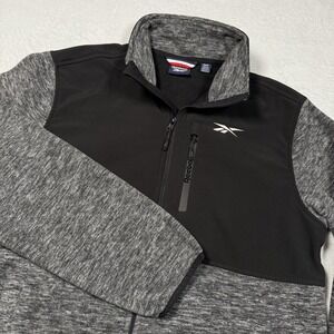 Reebok Jacket Mens Medium Gray Black Colorblock Fleece Lined Full Zip Softshell